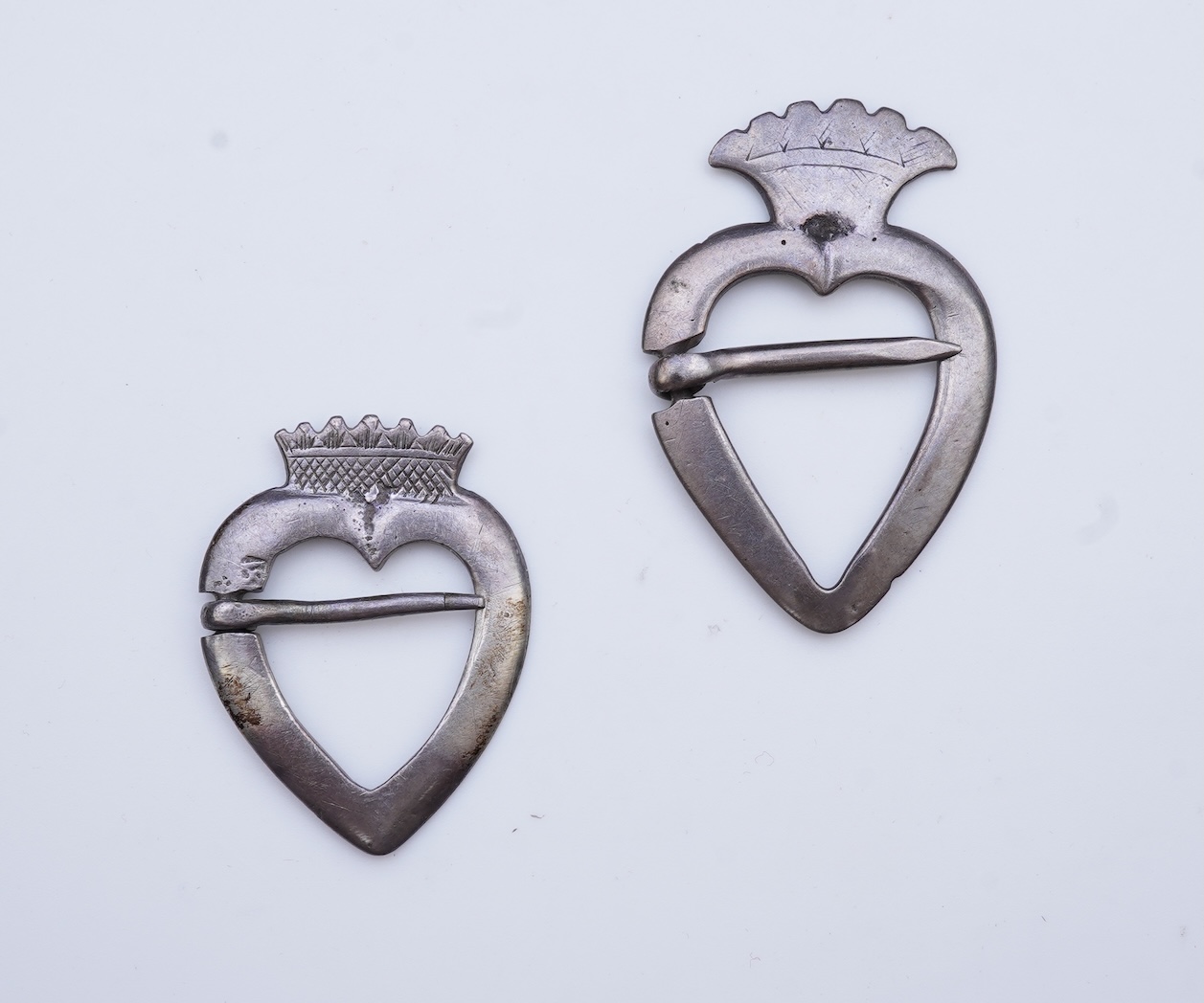 Two Scottish 'Luckenbooth' brooches, 18th century